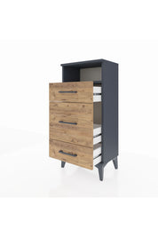 Arges Komodin Tek Raflı 3 Çekmeceli 44x30x96 Antrasit-Çam