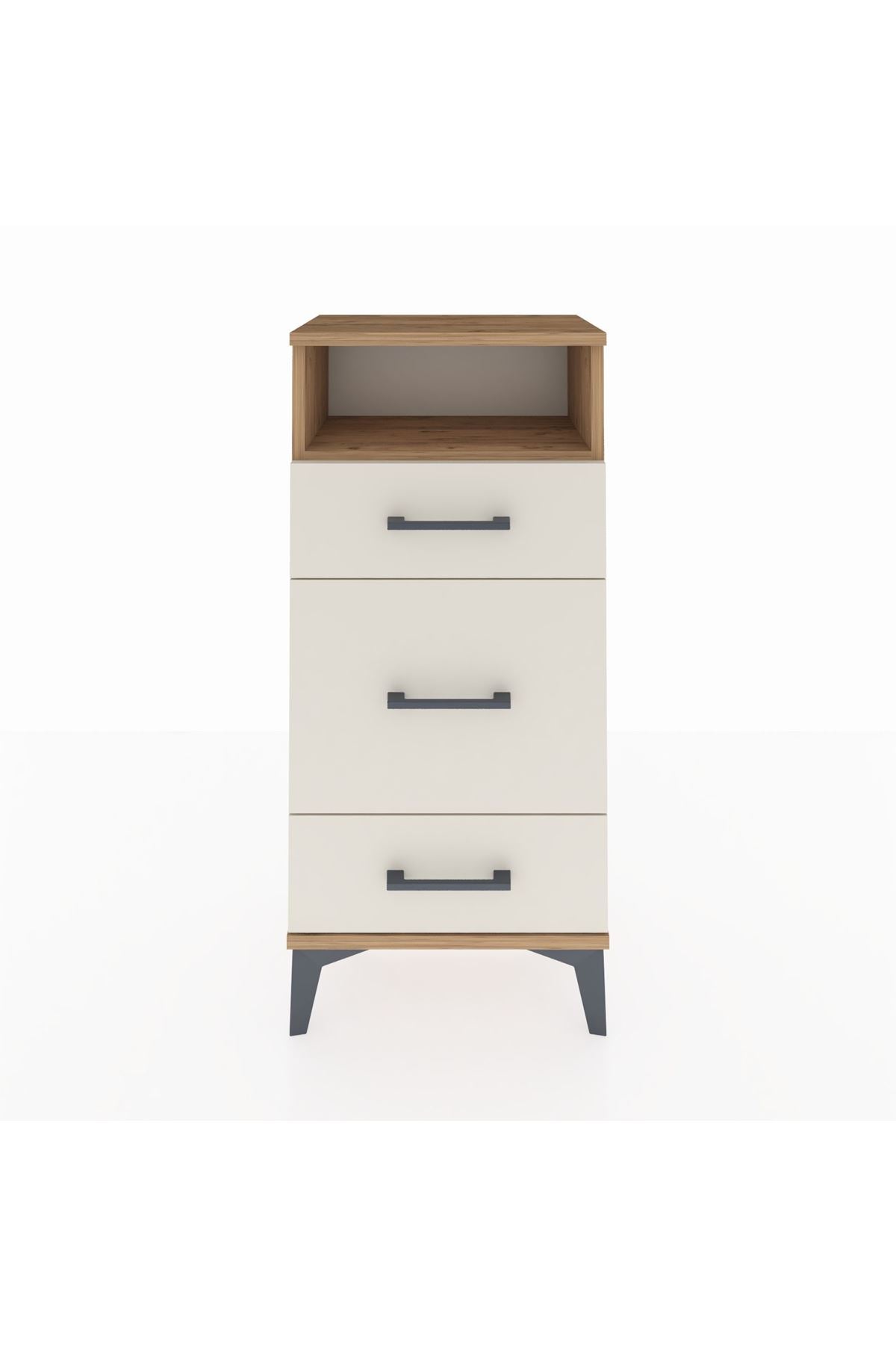 Arges Komodin Tek Raflı 3 Çekmeceli 44x30x96 Çam-Aytaşı