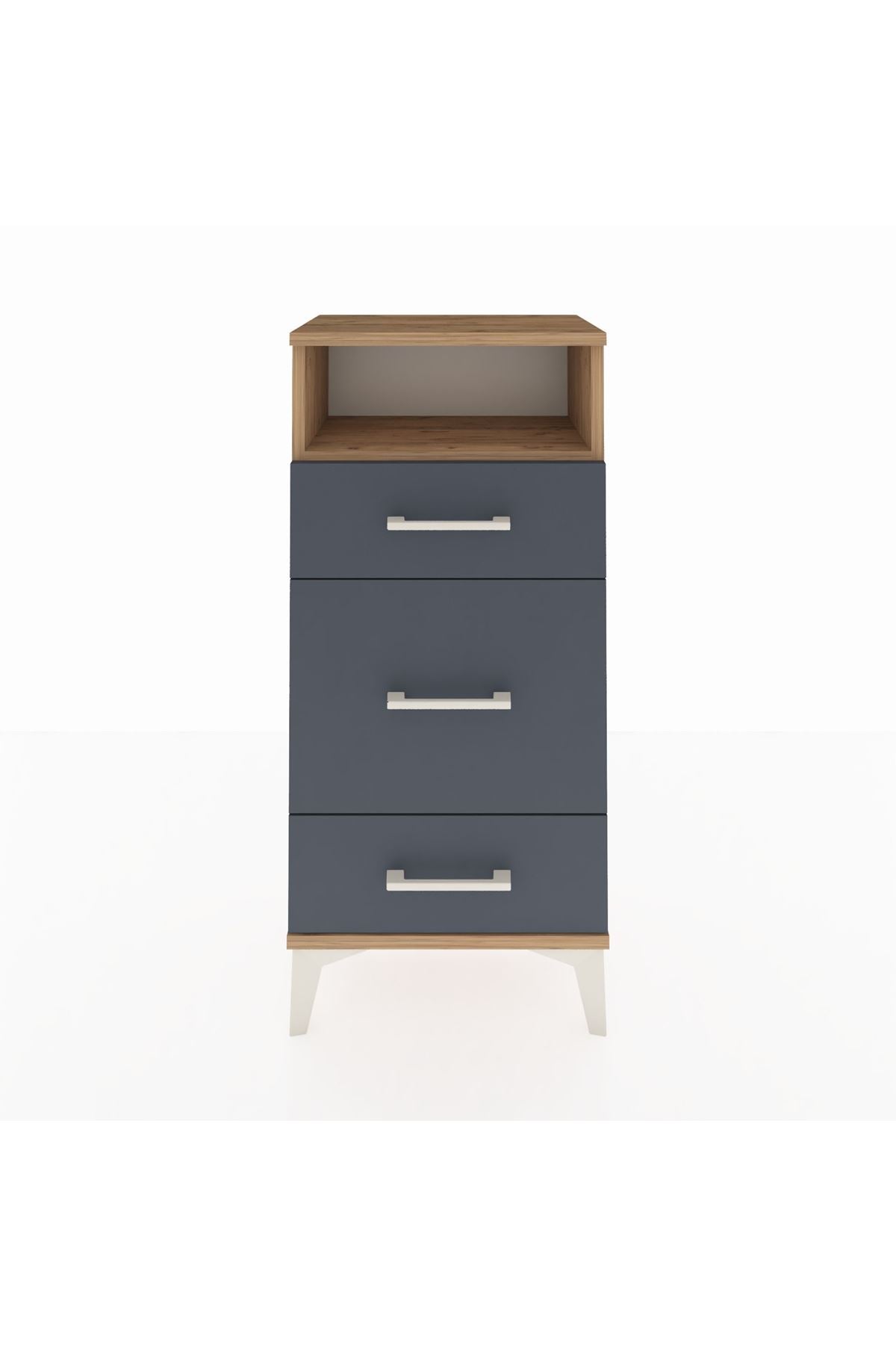 Arges Komodin Tek Raflı 3 Çekmeceli 44x30x96 Çam-Antrasit