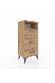 Arges Komodin Tek Raflı 3 Çekmeceli 44x30x96 Çam-Çam