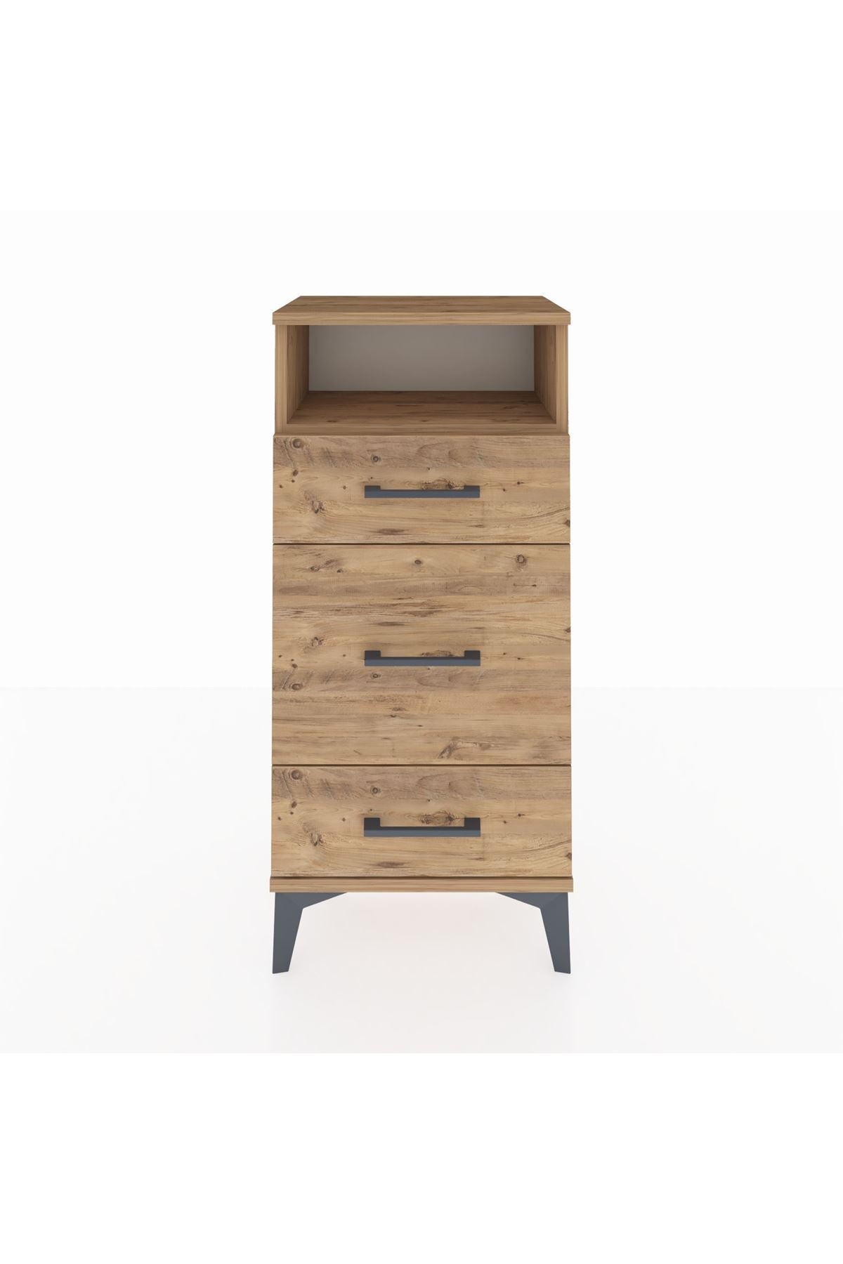 Arges Komodin Tek Raflı 3 Çekmeceli 44x30x96 Çam-Çam