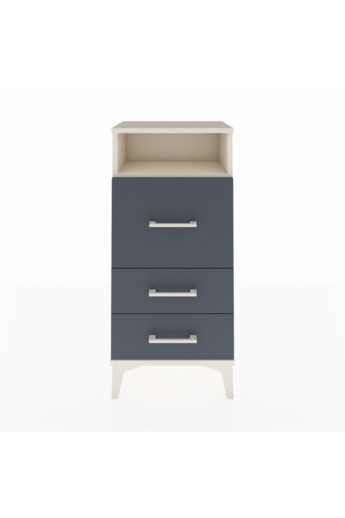 Arges Komodin Tek Raflı 3 Çekmeceli 44x30x96 Aytaşı-Antrasit