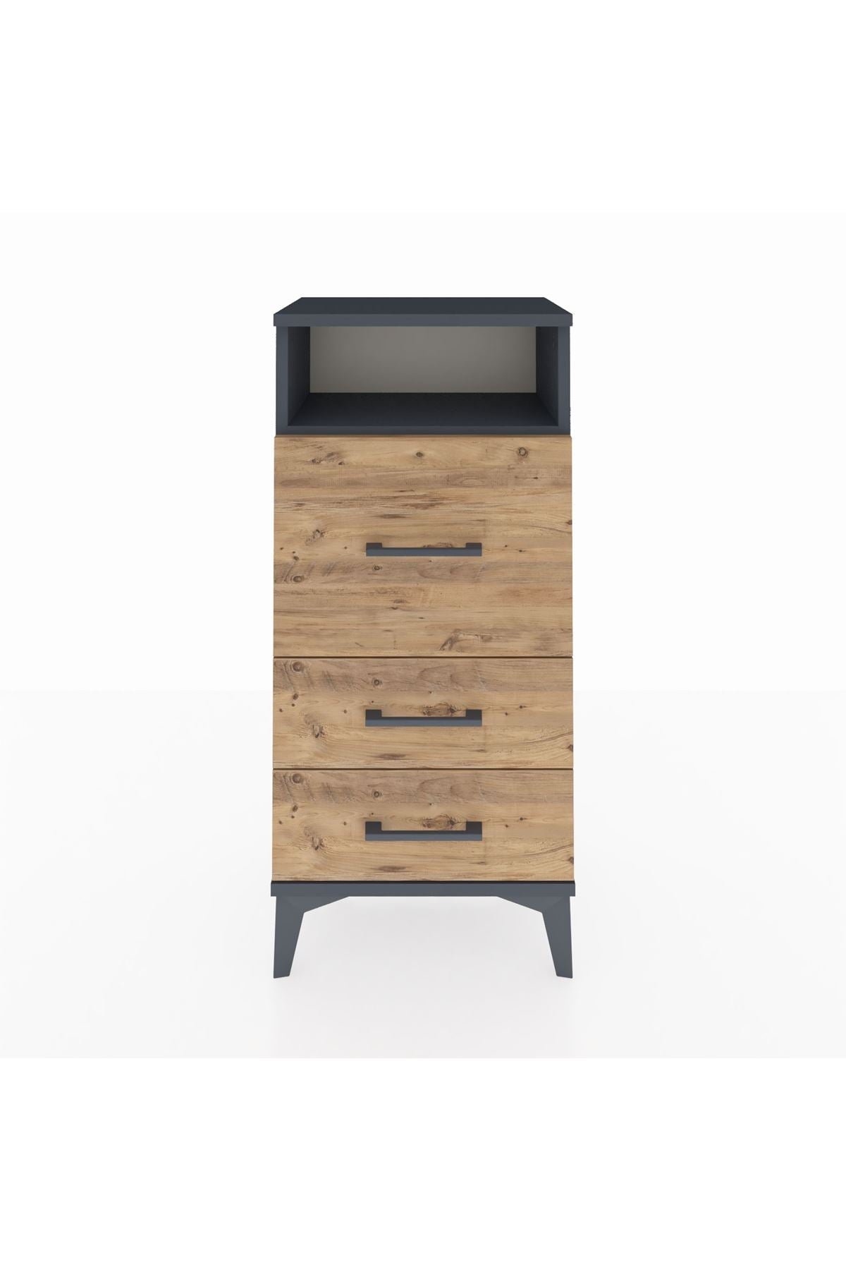 Arges Komodin Tek Raflı 3 Çekmeceli 44x30x96 Antrasit-Çam