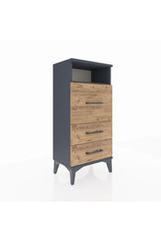 Arges Komodin Tek Raflı 3 Çekmeceli 44x30x96 Antrasit-Çam