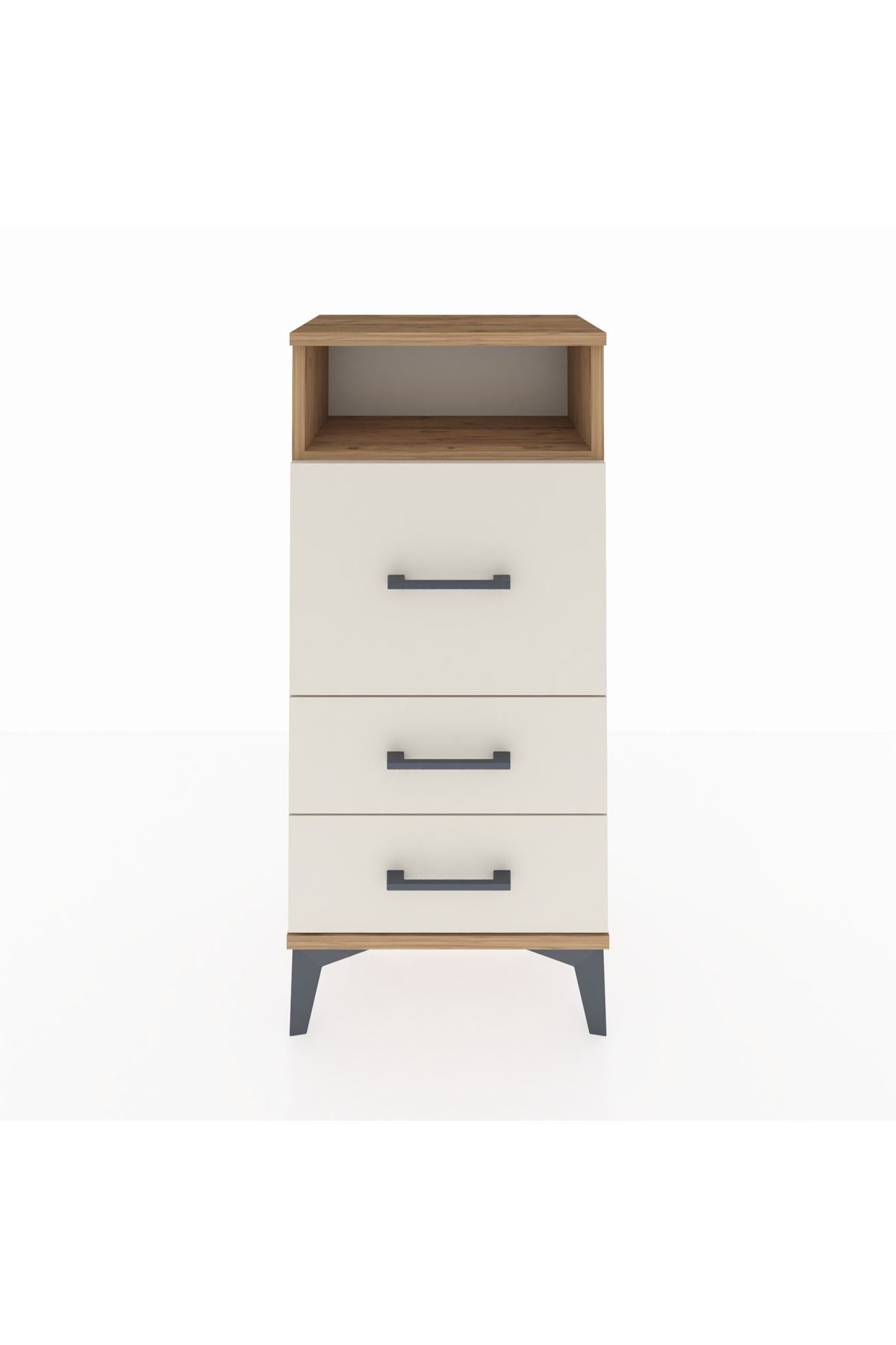 Arges Komodin Tek Raflı 3 Çekmeceli 44x30x96 Çam-Aytaşı