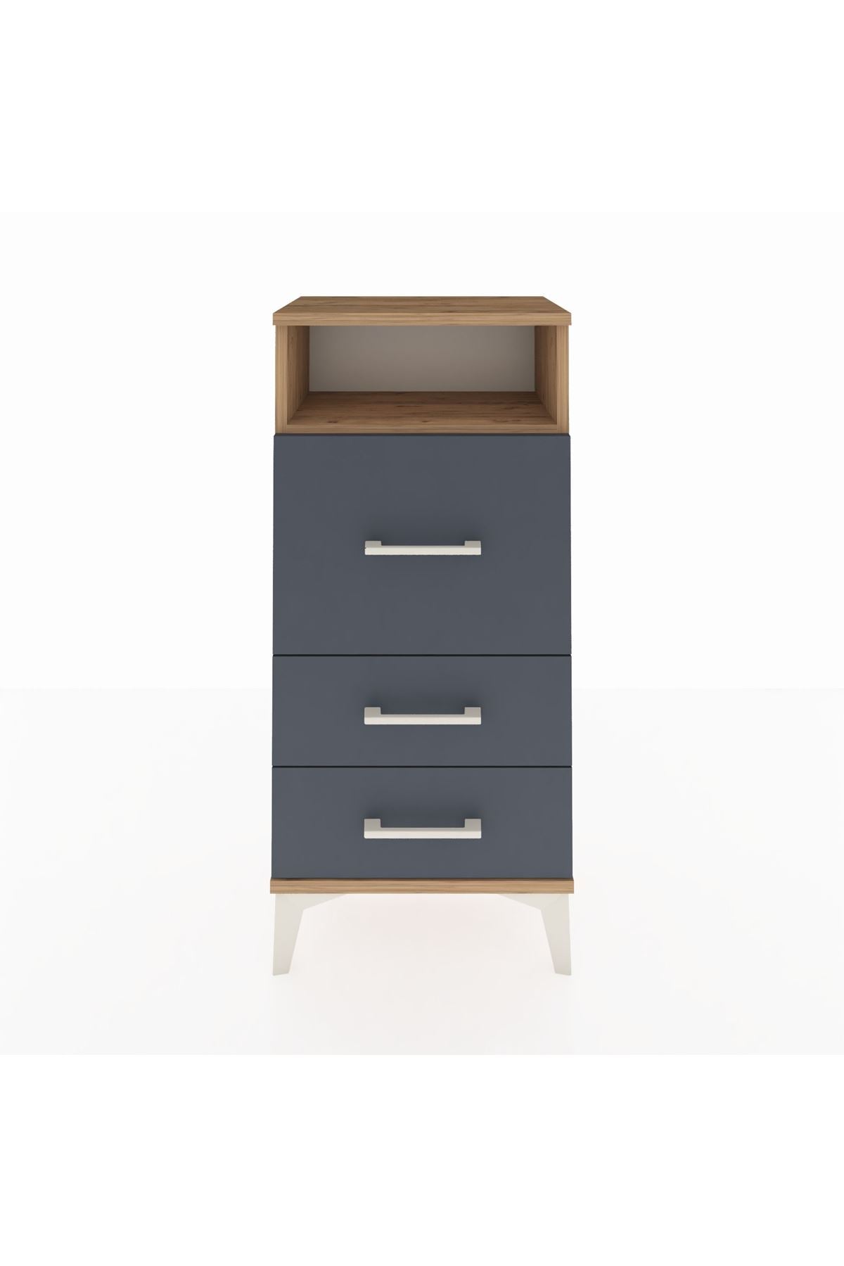 Arges Komodin Tek Raflı 3 Çekmeceli 44x30x96 Çam-Antrasit