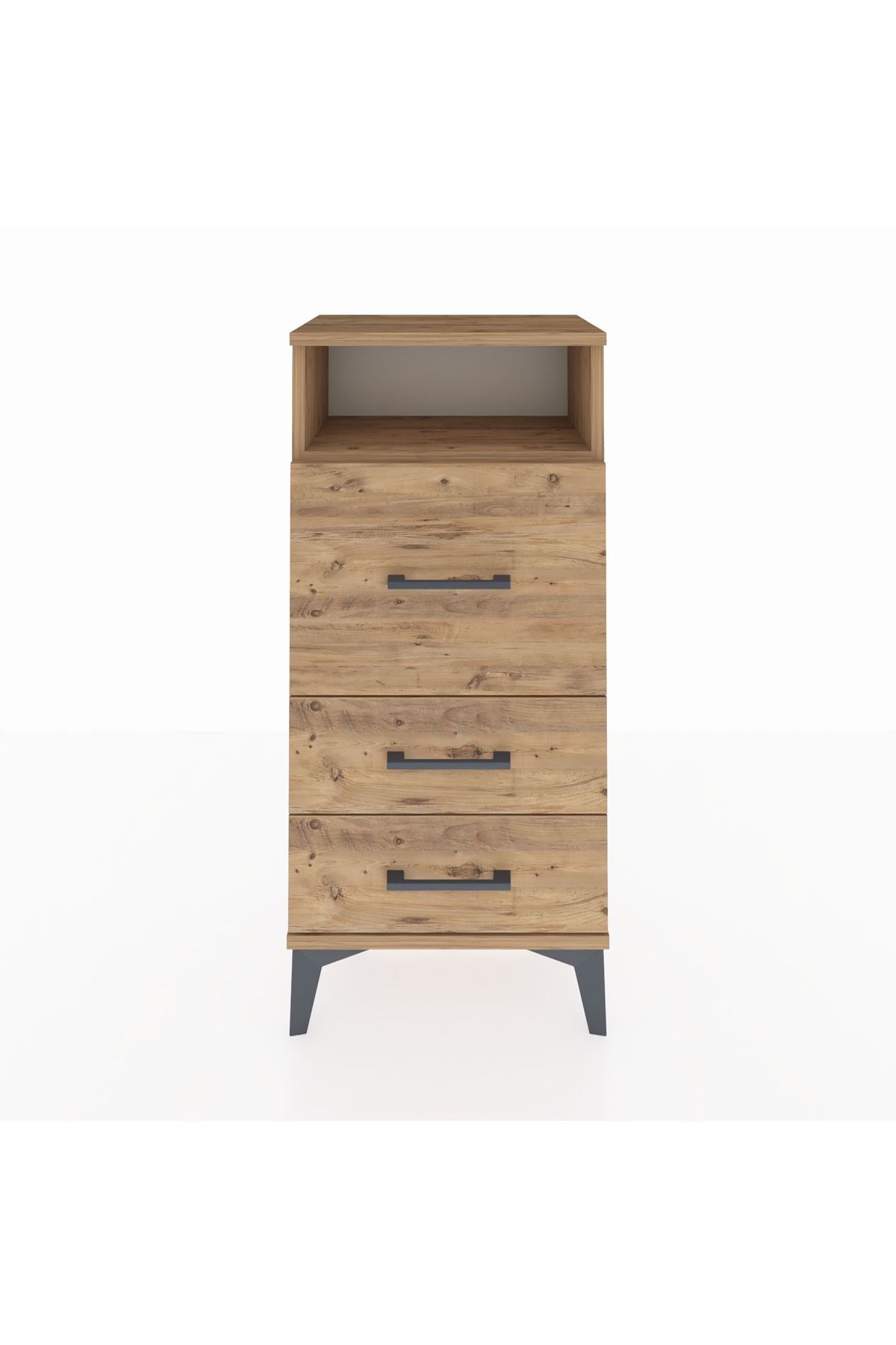 Arges Komodin Tek Raflı 3 Çekmeceli 44x30x96 Çam-Çam