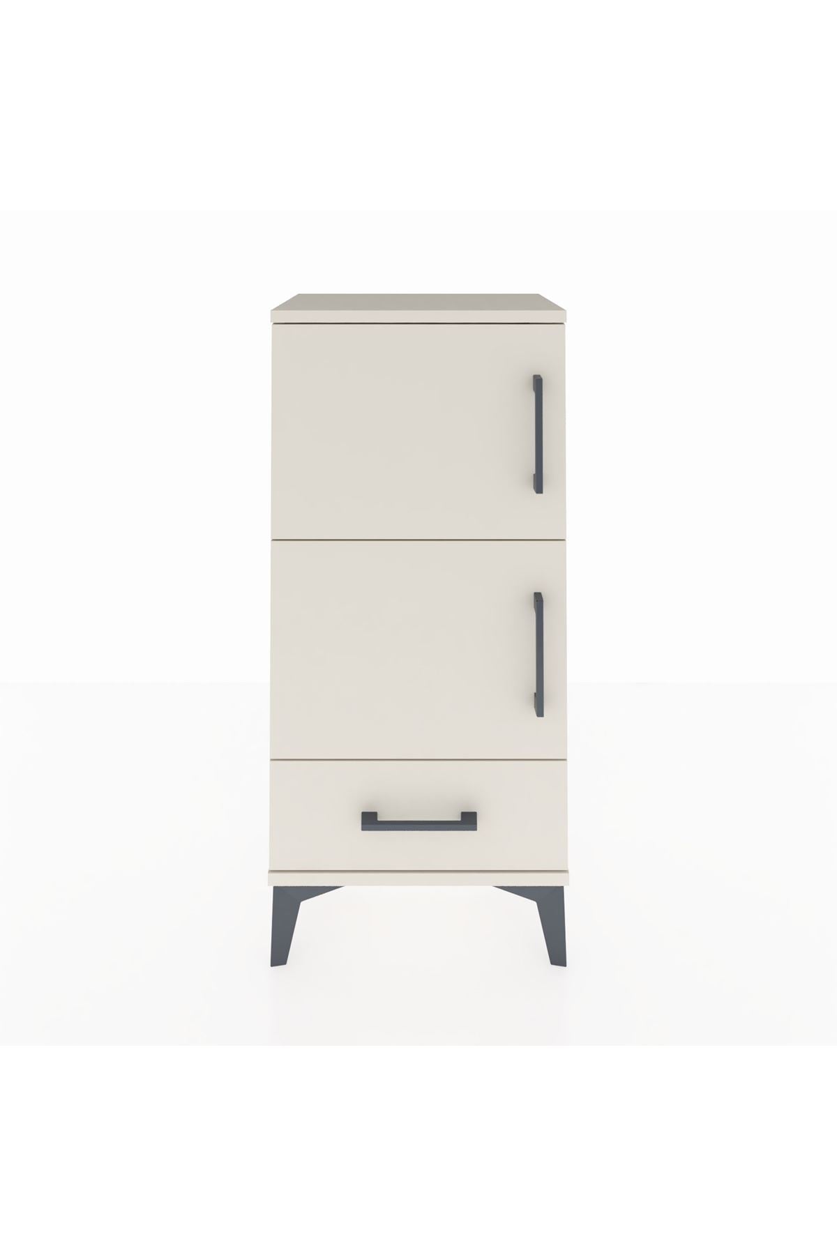 Arges Komodin 4 Raflı Tek Çekmeceli 2 Kapaklı 44x30x96 Aytaşı-Aytaşı