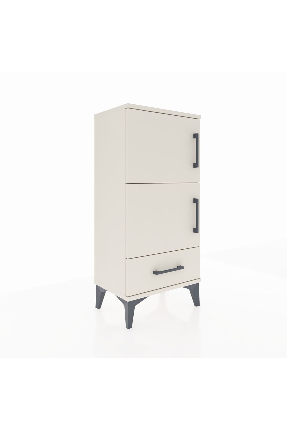 Arges Komodin 4 Raflı Tek Çekmeceli 2 Kapaklı 44x30x96 Aytaşı-Aytaşı