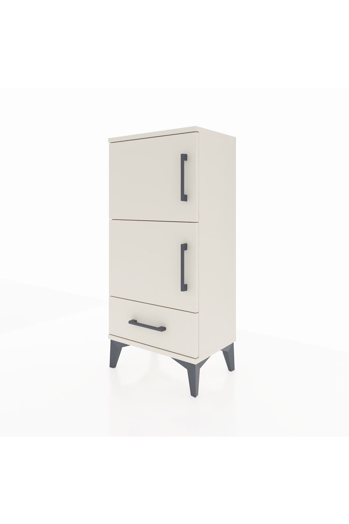 Arges Komodin 4 Raflı Tek Çekmeceli 2 Kapaklı 44x30x96 Aytaşı-Aytaşı