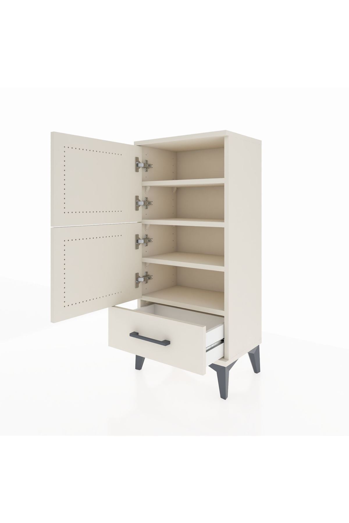 Arges Komodin 4 Raflı Tek Çekmeceli 2 Kapaklı 44x30x96 Aytaşı-Aytaşı