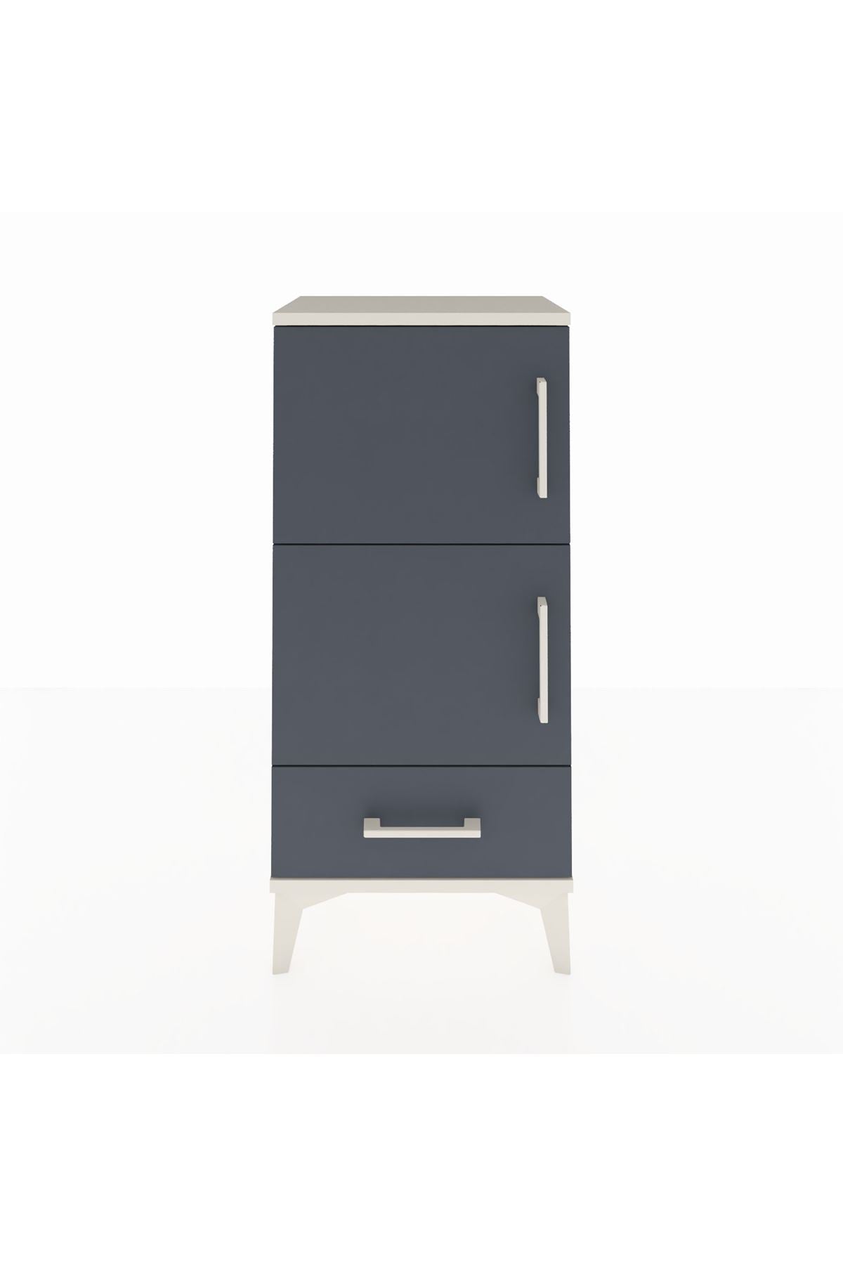 Arges Komodin 4 Raflı Tek Çekmeceli 2 Kapaklı 44x30x96 Aytaşı-Antrasit