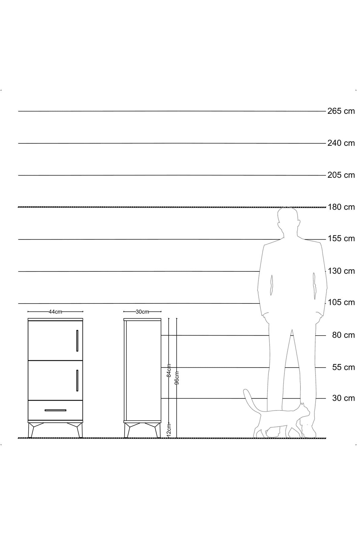 Arges Komodin 4 Raflı Tek Çekmeceli 2 Kapaklı 44x30x96 Aytaşı-Antrasit