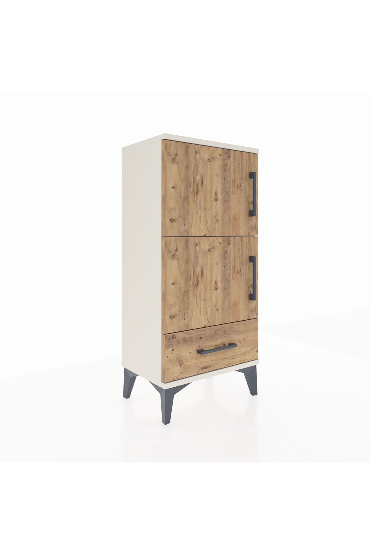 Arges Komodin 4 Raflı Tek Çekmeceli 2 Kapaklı 44x30x96 Aytaşı-Çam