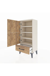 Arges Komodin 4 Raflı Tek Çekmeceli 2 Kapaklı 44x30x96 Aytaşı-Çam