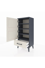 Arges Komodin 4 Raflı Tek Çekmeceli 2 Kapaklı 44x30x96 Antrasit-Aytaşı