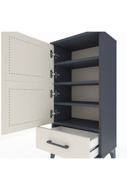 Arges Komodin 4 Raflı Tek Çekmeceli 2 Kapaklı 44x30x96 Antrasit-Aytaşı