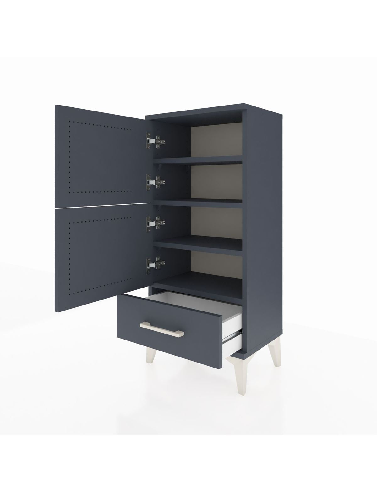 Arges Komodin 4 Raflı Tek Çekmeceli 2 Kapaklı 44x30x96 - S09M020V5A