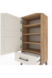 Arges Komodin 4 Raflı Tek Çekmeceli 2 Kapaklı 44x30x96 Çam-Aytaşı