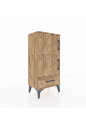 Arges Komodin 4 Raflı Tek Çekmeceli 2 Kapaklı 44x30x96 Çam-Çam