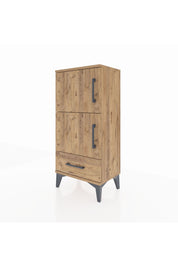 Arges Komodin 4 Raflı Tek Çekmeceli 2 Kapaklı 44x30x96 Çam-Çam