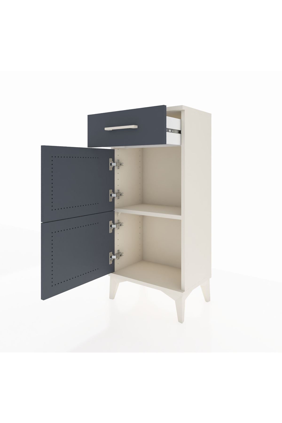 Arges Komodin Tek Raflı Tek Çekmeceli 2 Kapaklı 44x30x96 Aytaşı-Antrasit