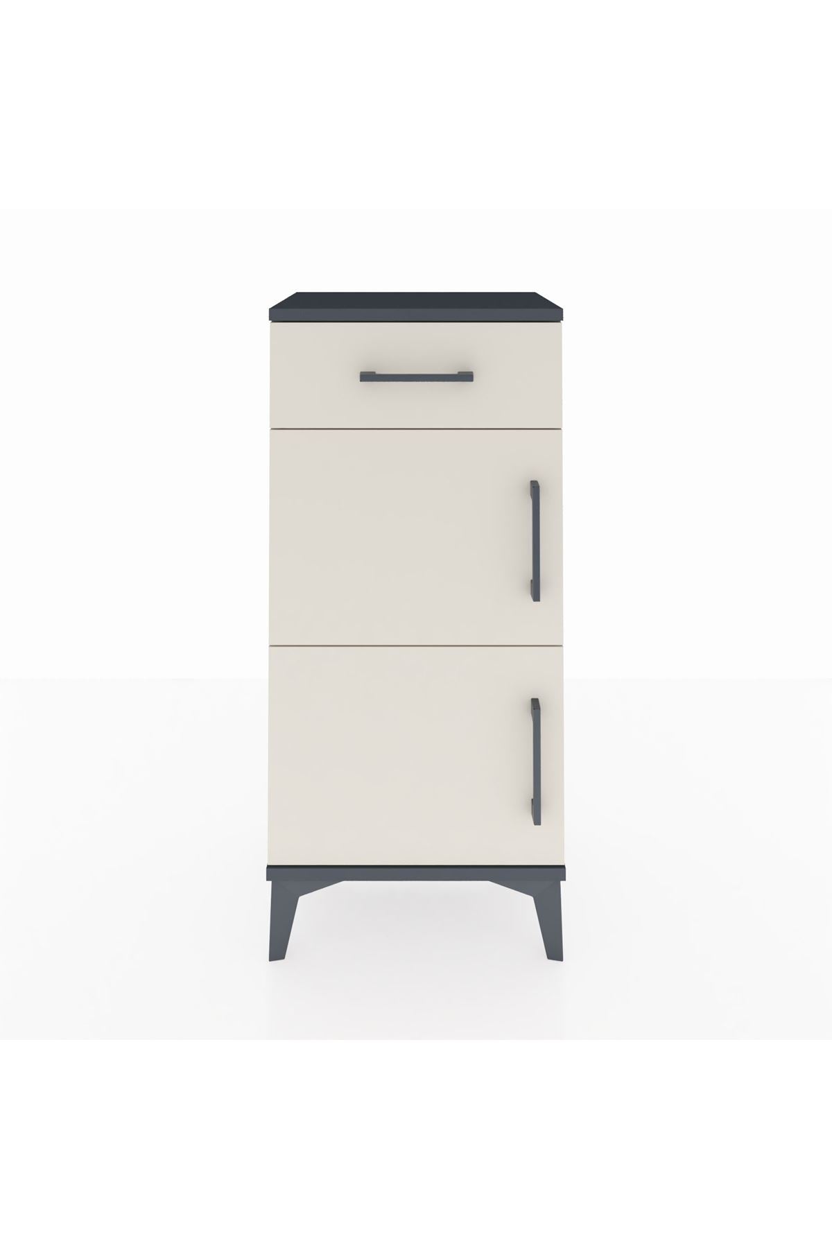 Arges Komodin Tek Raflı Tek Çekmeceli 2 Kapaklı 44x30x96 Antrasit-Aytaşı