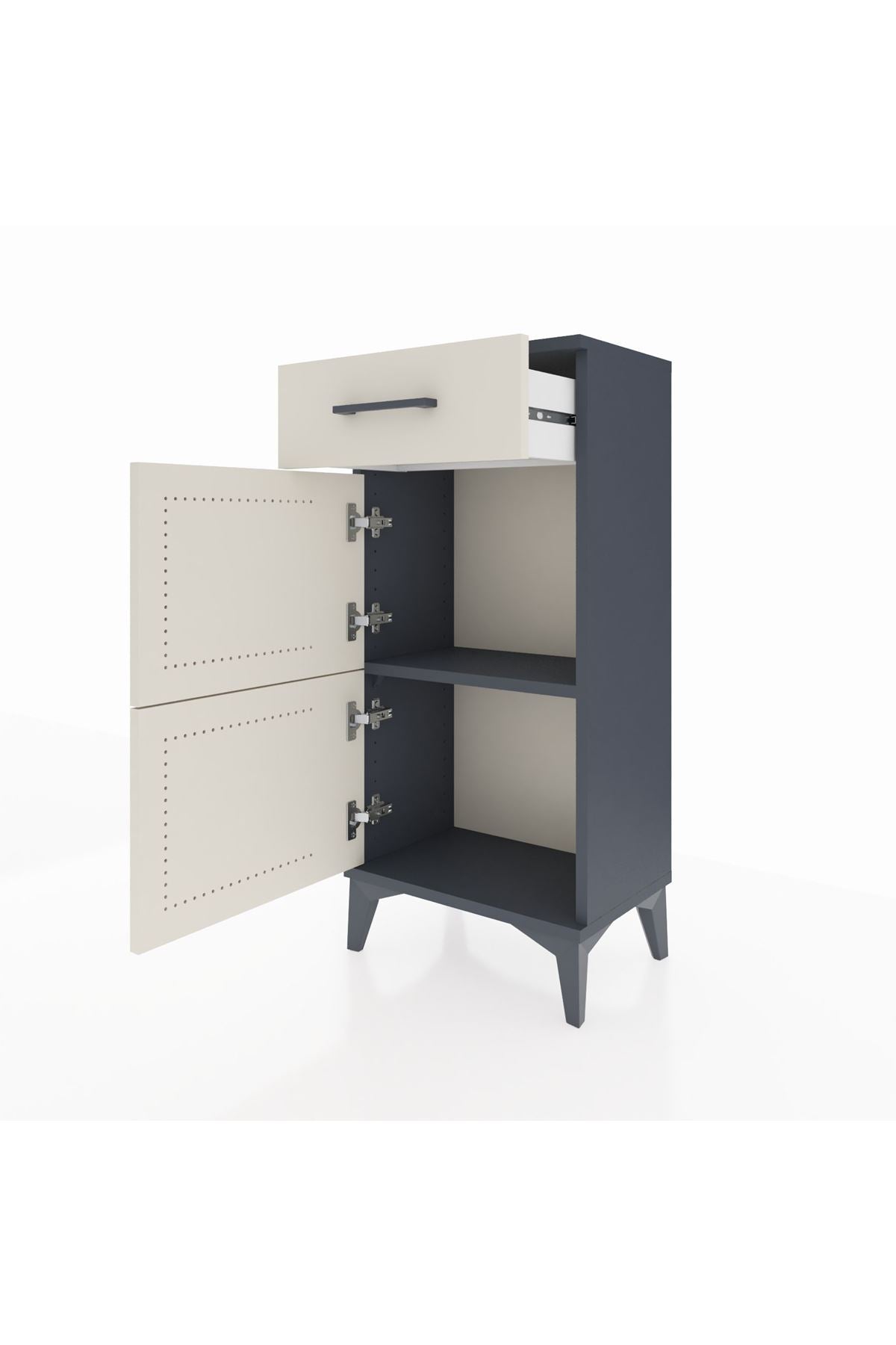 Arges Komodin Tek Raflı Tek Çekmeceli 2 Kapaklı 44x30x96 Antrasit-Aytaşı