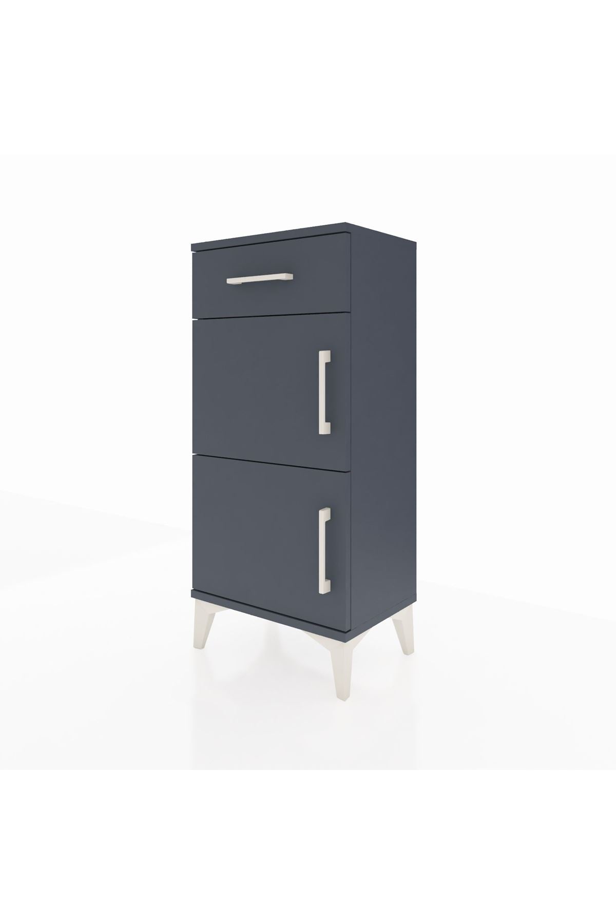 Arges Komodin Tek Raflı Tek Çekmeceli 2 Kapaklı 44x30x96 Antrasit-Antrasit