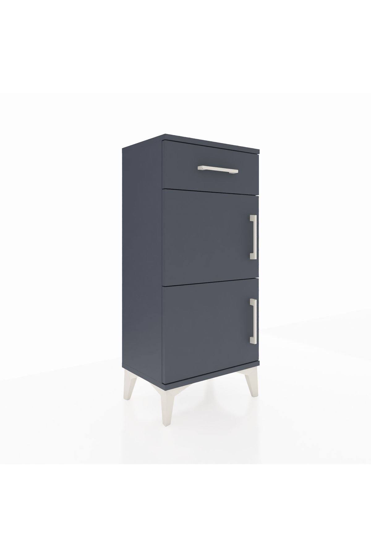 Arges Komodin Tek Raflı Tek Çekmeceli 2 Kapaklı 44x30x96 Antrasit-Antrasit