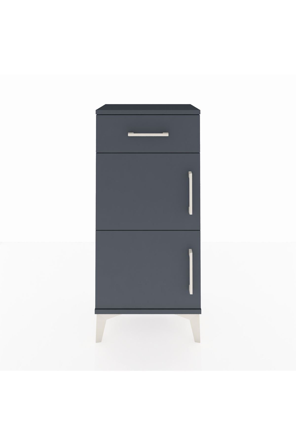 Arges Komodin Tek Raflı Tek Çekmeceli 2 Kapaklı 44x30x96 Antrasit-Antrasit