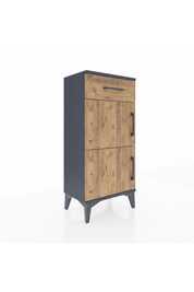 Arges Komodin Tek Raflı Tek Çekmeceli 2 Kapaklı 44x30x96 Antrasit-Çam