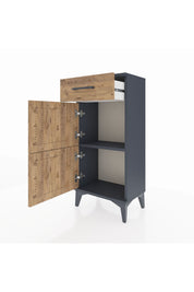 Arges Komodin Tek Raflı Tek Çekmeceli 2 Kapaklı 44x30x96 Antrasit-Çam