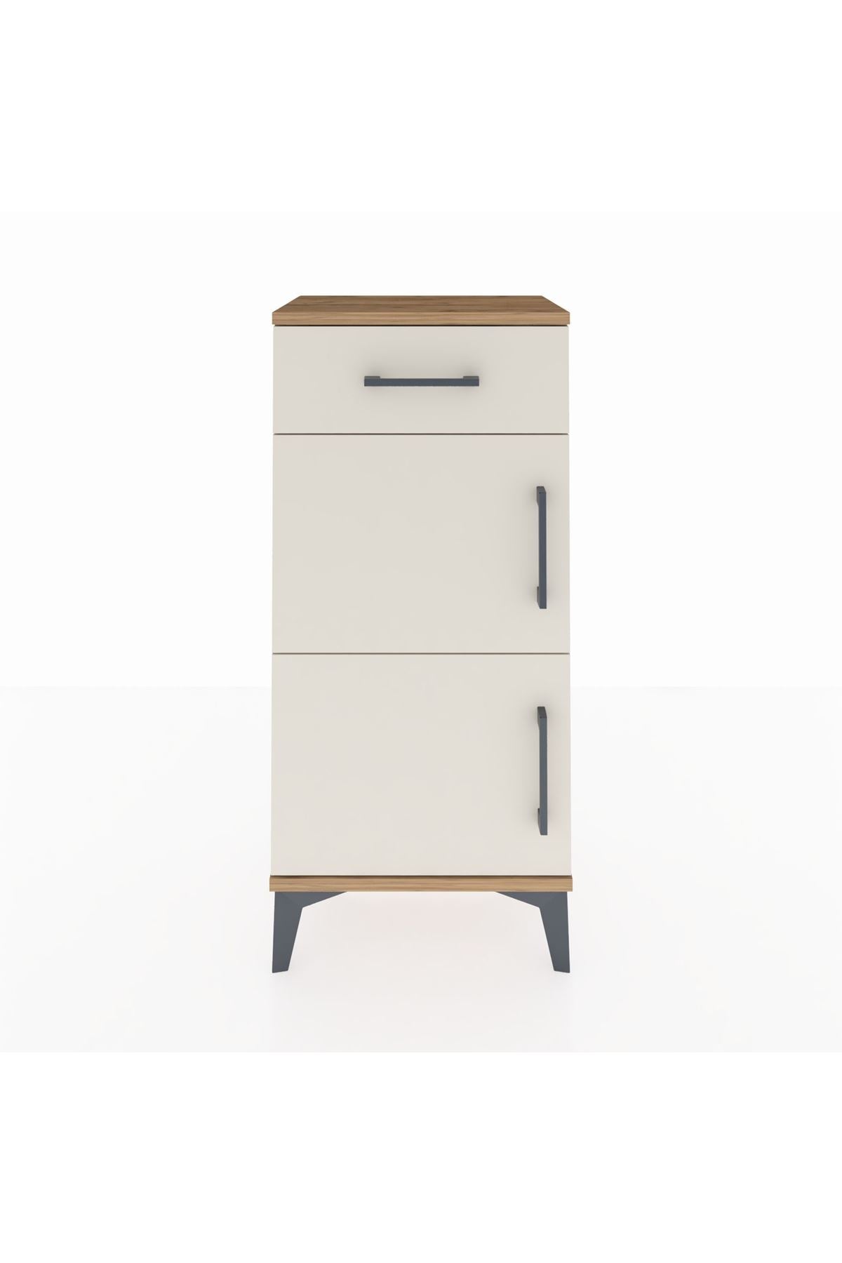 Arges Komodin Tek Raflı Tek Çekmeceli 2 Kapaklı 44x30x96 Çam-Aytaşı