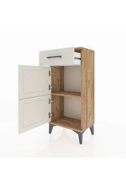 Arges Komodin Tek Raflı Tek Çekmeceli 2 Kapaklı 44x30x96 Çam-Aytaşı