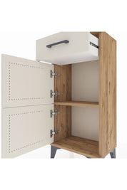 Arges Komodin Tek Raflı Tek Çekmeceli 2 Kapaklı 44x30x96 Çam-Aytaşı