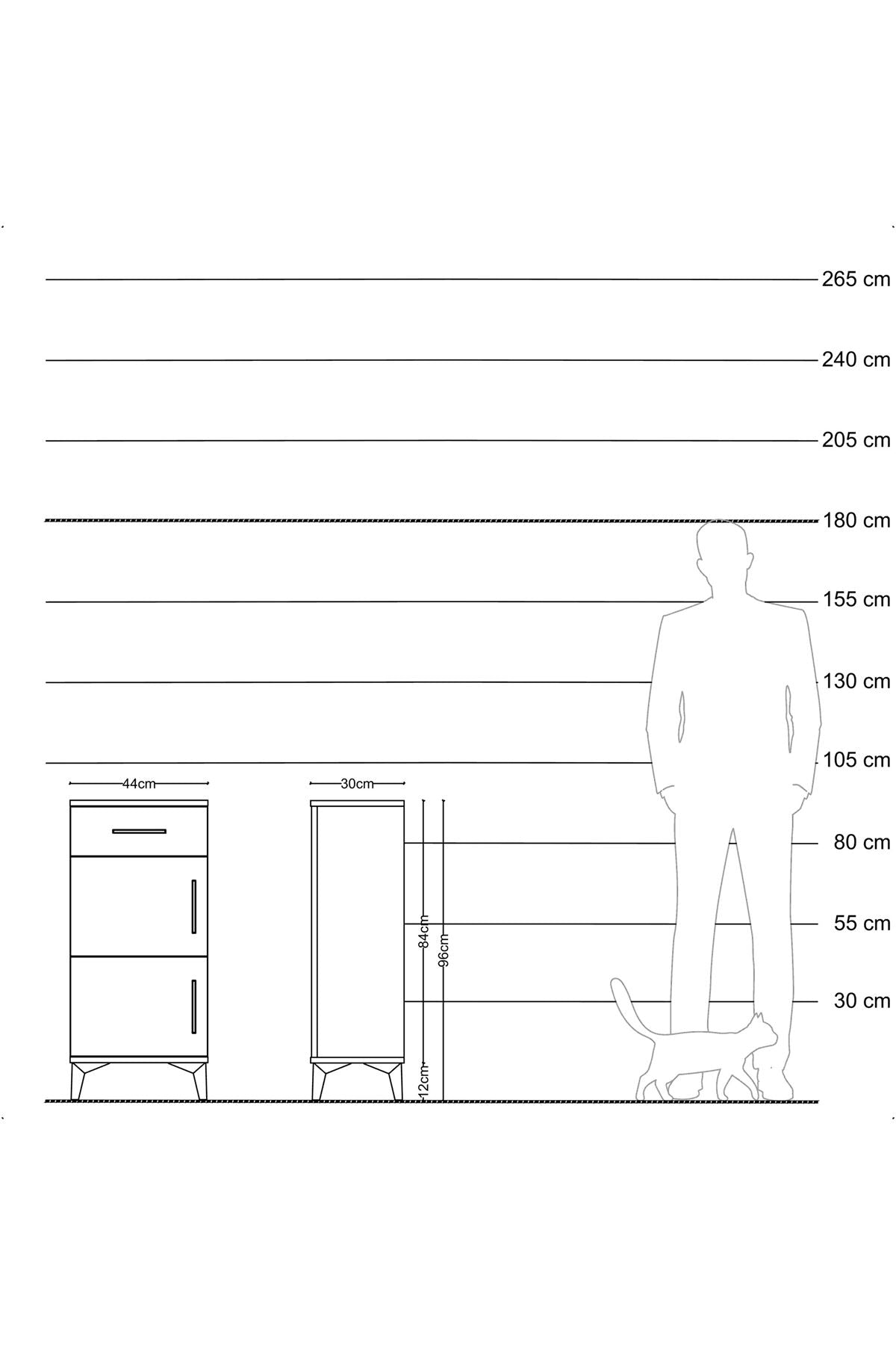Arges Komodin Tek Raflı Tek Çekmeceli 2 Kapaklı 44x30x96 Çam-Aytaşı
