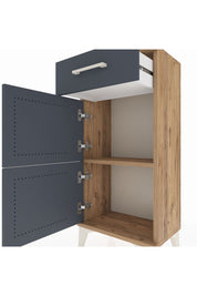 Arges Komodin Tek Raflı Tek Çekmeceli 2 Kapaklı 44x30x96 Çam-Antrasit