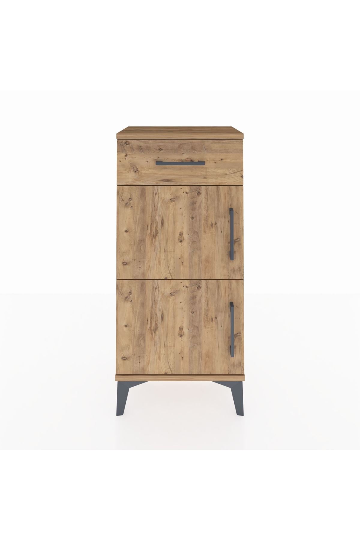 Arges Komodin Tek Raflı Tek Çekmeceli 2 Kapaklı 44x30x96 Çam-Çam