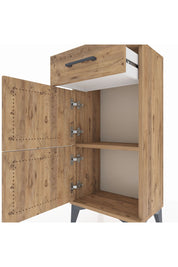 Arges Komodin Tek Raflı Tek Çekmeceli 2 Kapaklı 44x30x96 Çam-Çam