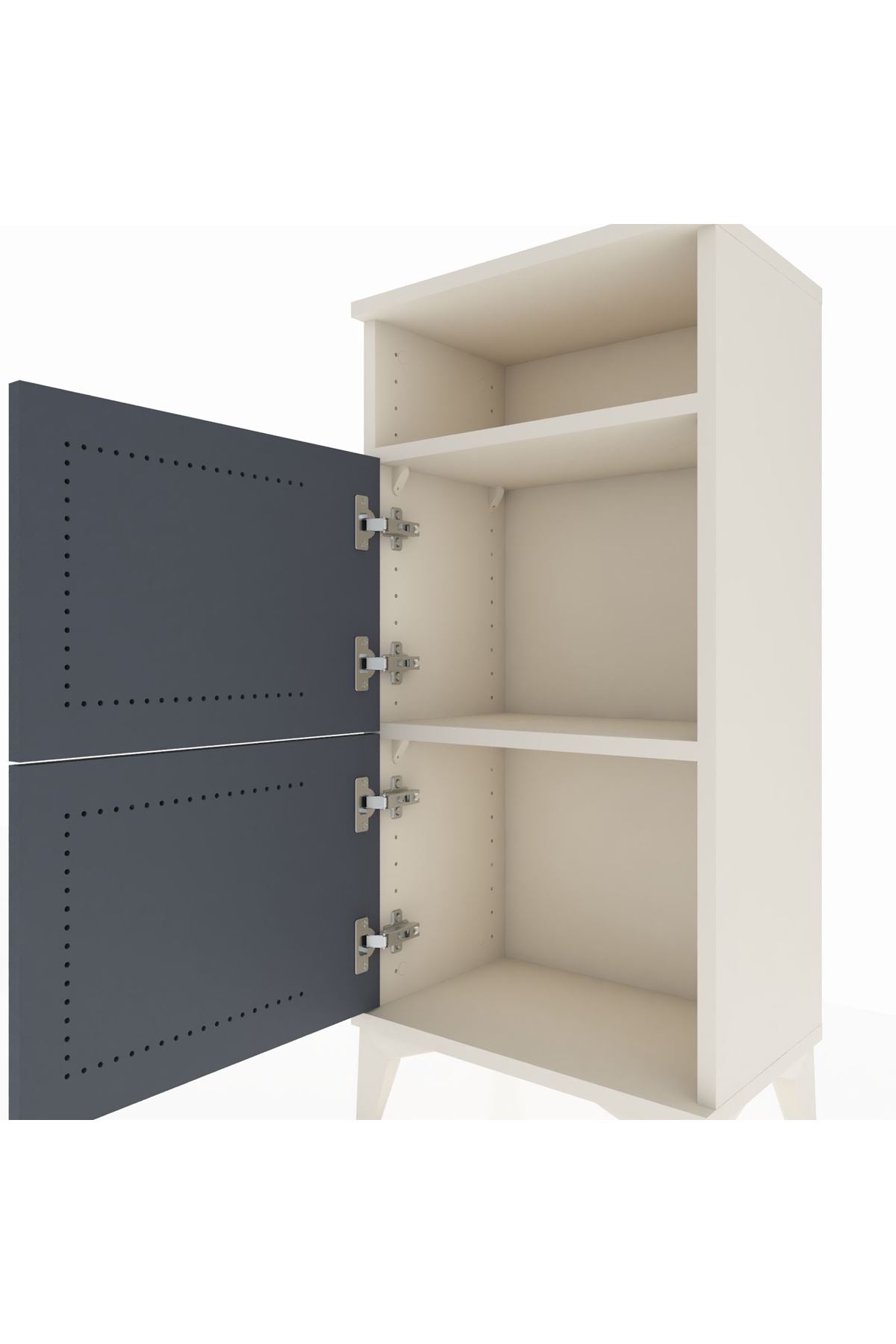 Arges Komodin Tek Raflı 2 Kapaklı 44x30x96 Aytaşı-Antrasit