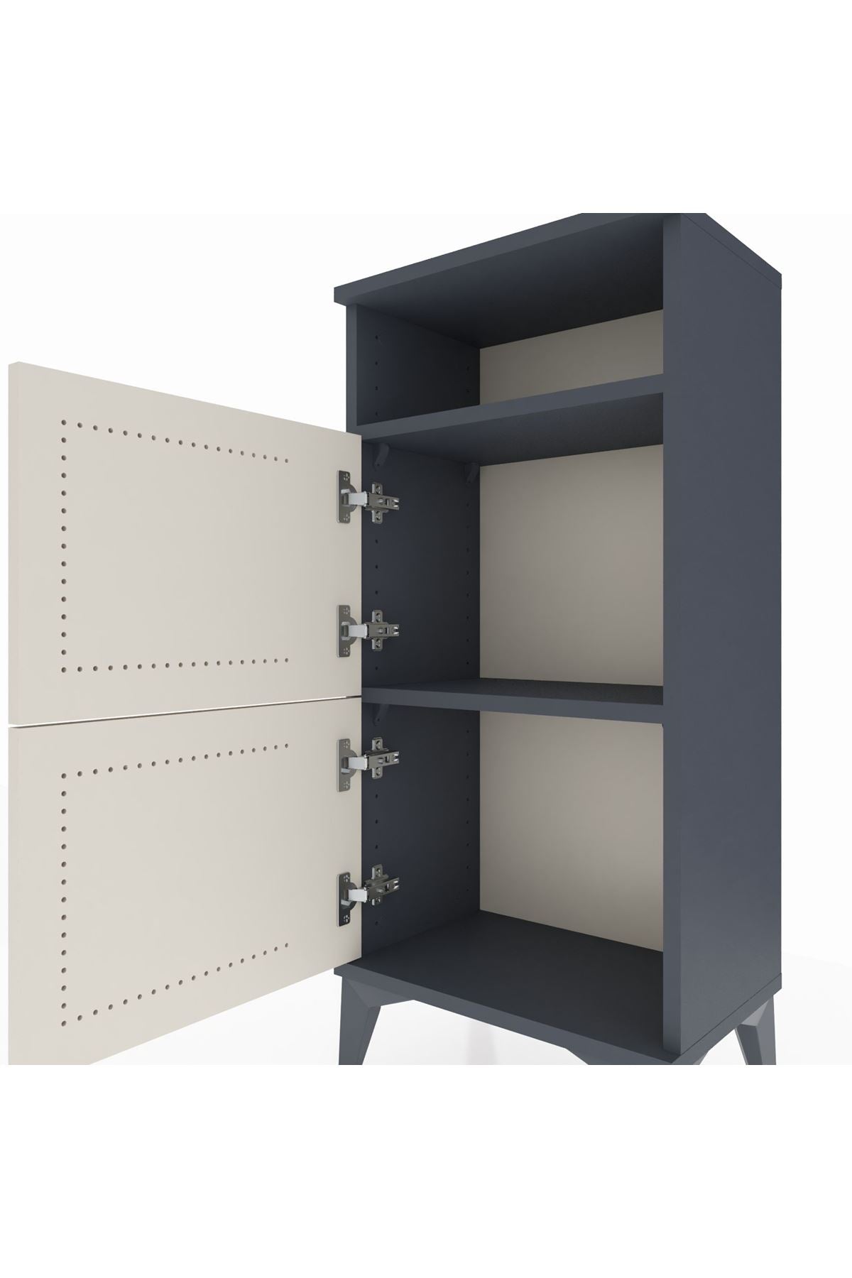 Arges Komodin Tek Raflı 2 Kapaklı 44x30x96 Antrasit-Aytaşı