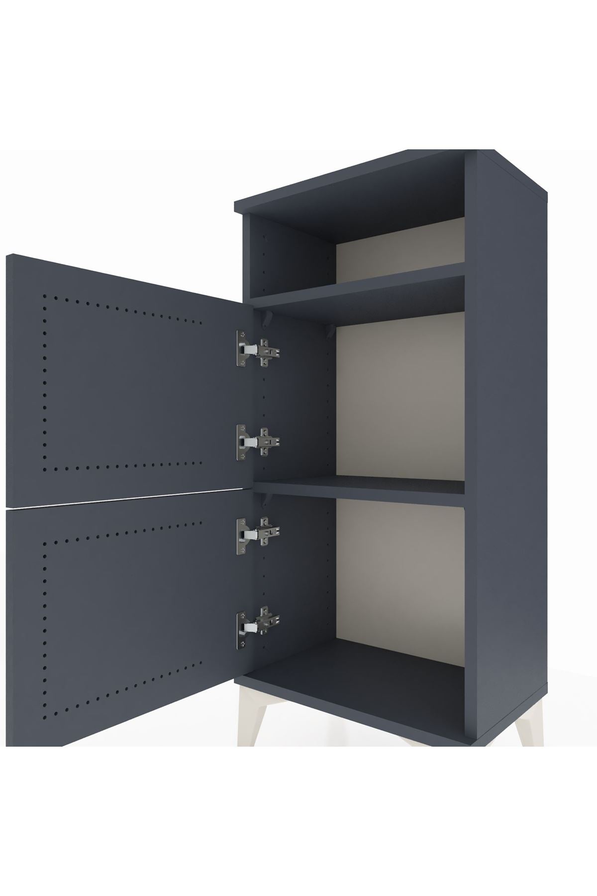 Arges Komodin Tek Raflı 2 Kapaklı 44x30x96 Antrasit-Antrasit