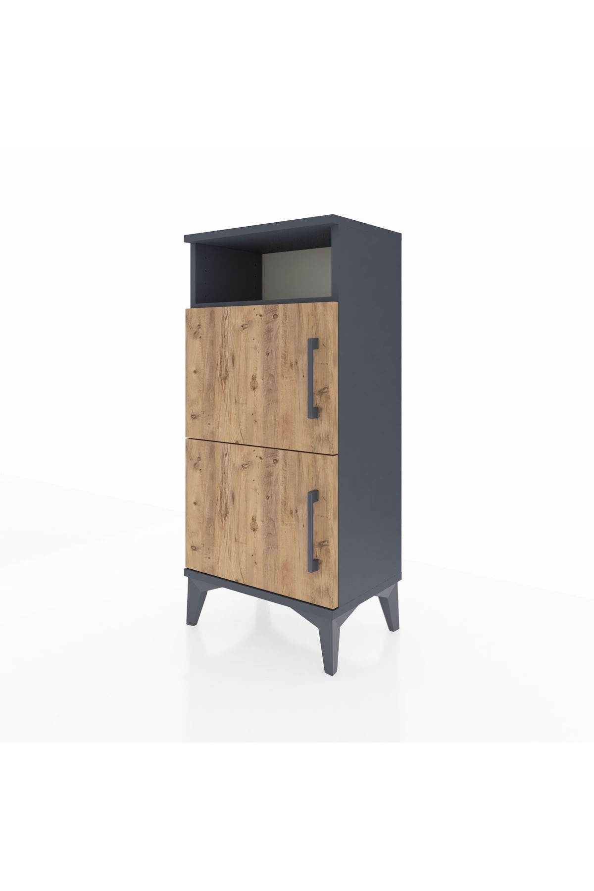 Arges Komodin Tek Raflı 2 Kapaklı 44x30x96 Antrasit-Çam