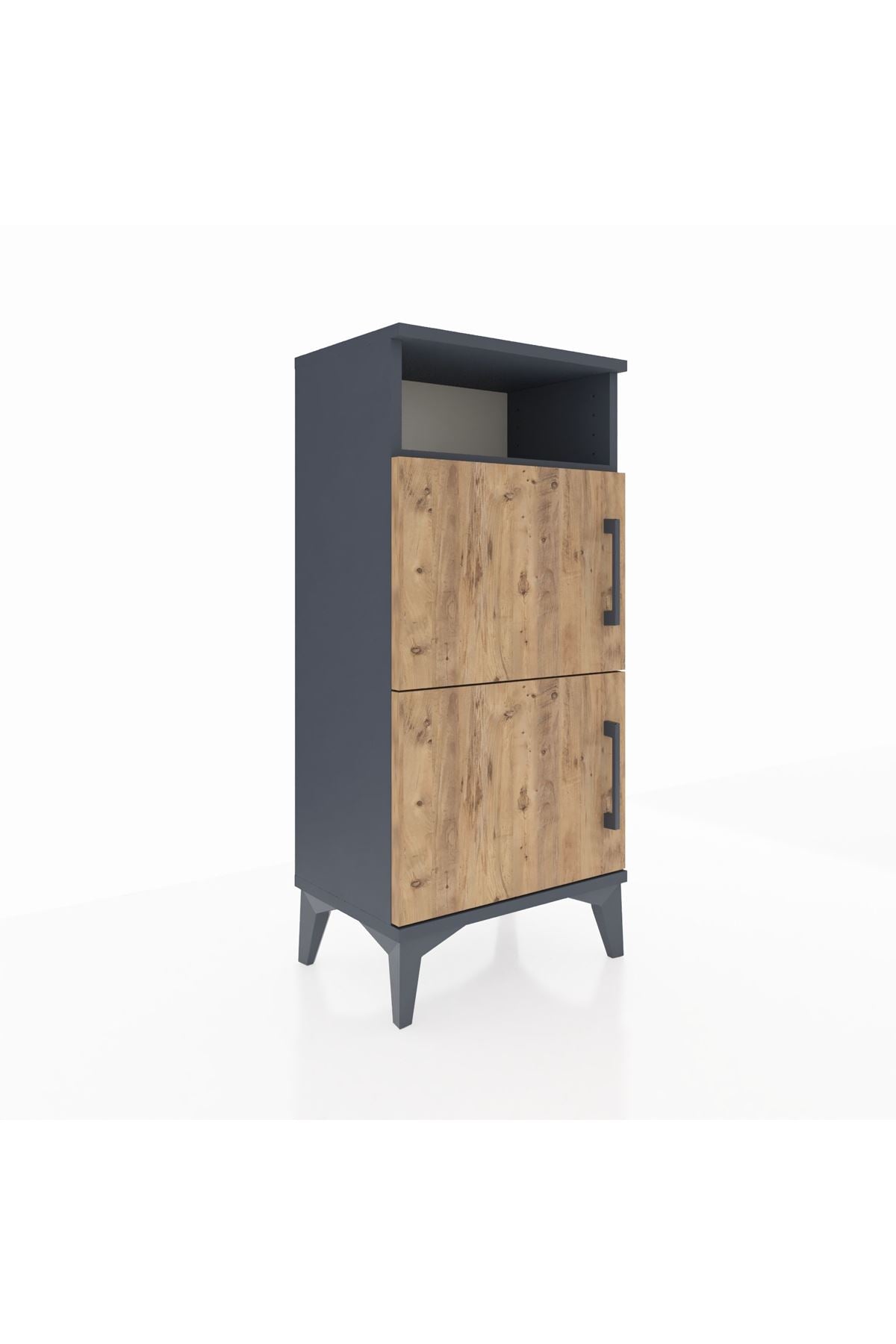 Arges Komodin Tek Raflı 2 Kapaklı 44x30x96 Antrasit-Çam