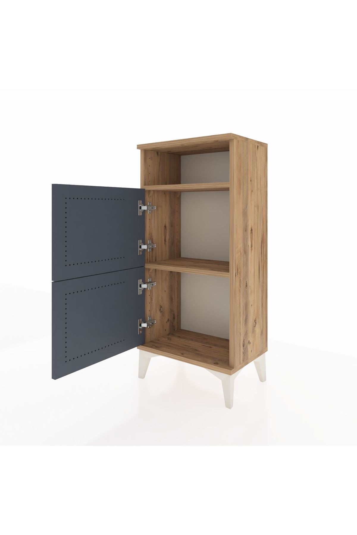 Arges Komodin Tek Raflı 2 Kapaklı 44x30x96 Çam-Antrasit