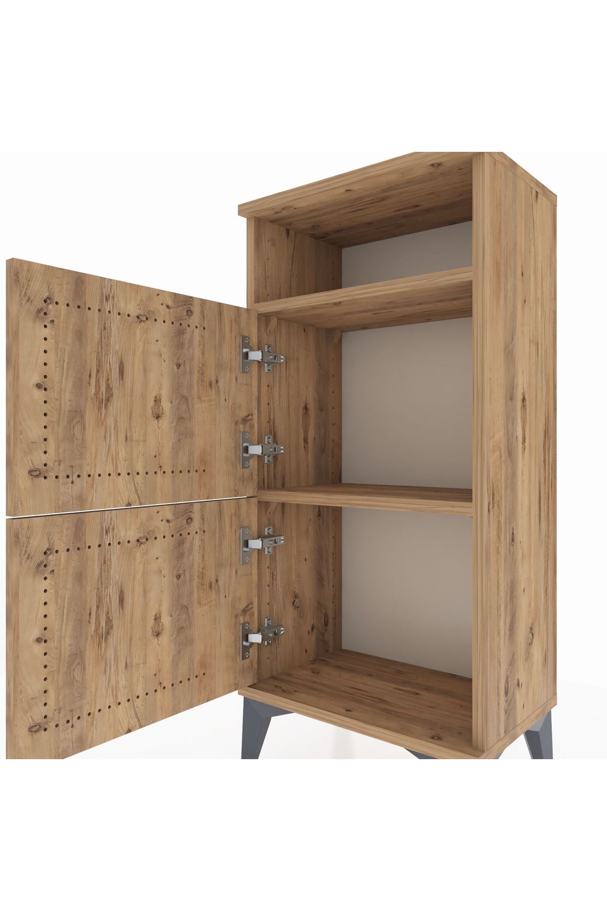 Arges Komodin Tek Raflı 2 Kapaklı 44x30x96 Çam-Çam