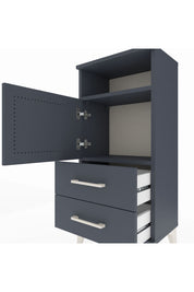 Arges Komodin 2 Raflı 2 Çekmeceli Tek Kapaklı 44x30x96 Antrasit-Antrasit