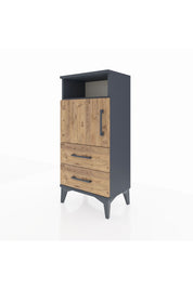 Arges Komodin 2 Raflı 2 Çekmeceli Tek Kapaklı 44x30x96 Antrasit-Çam