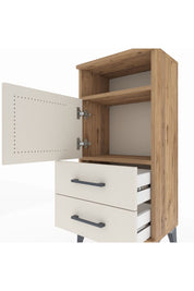 Arges Komodin 2 Raflı 2 Çekmeceli Tek Kapaklı 44x30x96 Çam-Aytaşı